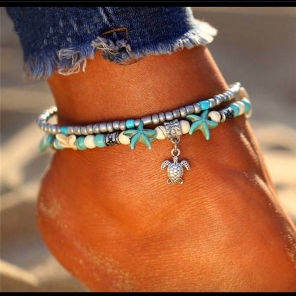 Jewelry - 😎3/$15|5/$25 Turquoise Sea Turtle Ankle Bracelet